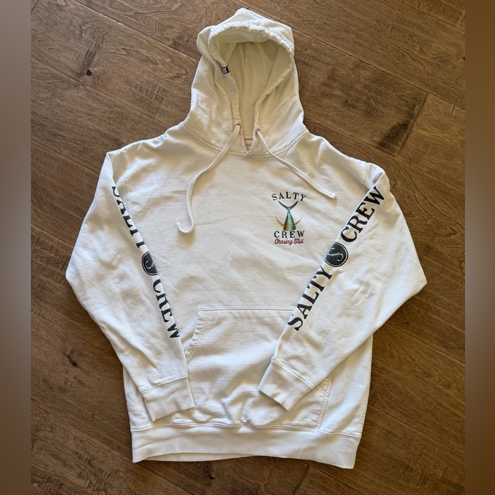 Salty Crew White Hoodie with graphics, large